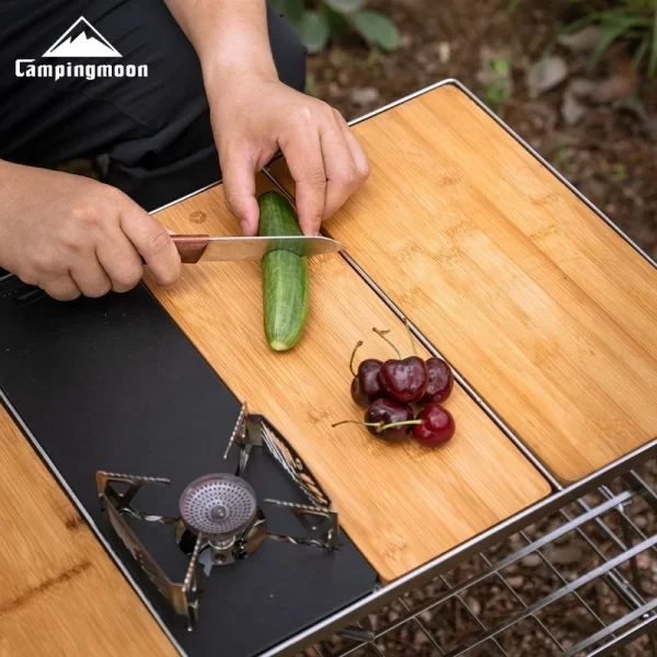 Campingmoon placa de bambu para churrasco CK-P25 portátil acessórios para churrasco acampamento ao ar livre igt mesa de madeira prato comida d bandeja - Imagem 2