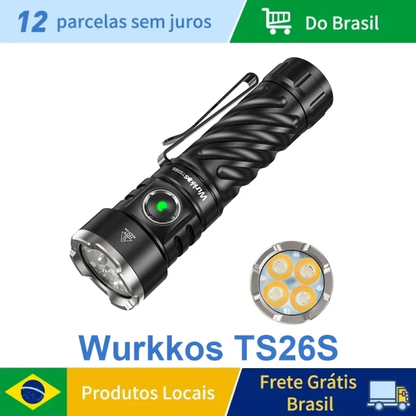Wurkkos ts26s recarregável 21700 lanterna poderosa 519a max 3100lm ipx8 ímã cauda & 3a carregamento reverso tocha de autodefesa