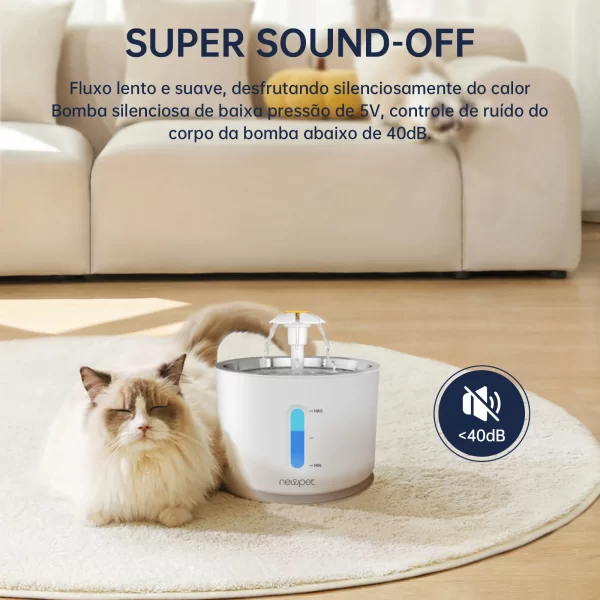 Newpet Bebedouro automático para gatos e animais de estimação de 2,4 litros com LED elétrico USB para cães e gatos bebedouro automático para animais de estimação - Imagem 3