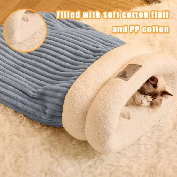 Gato caverna saco de dormir pet esteira inverno espessamento almofada aquecimento saco burrowing aconchegante macio cama confortável para animais de estimação ao ar livre indoor - Imagem 2