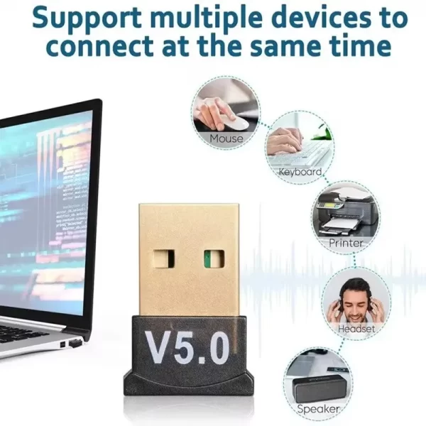 Receptor Bluetooth USB Transmissor Receptor Bluetooth 5.0 Removível sem fio Computador doméstico Desktop Adaptador Bluetooth - Imagem 4