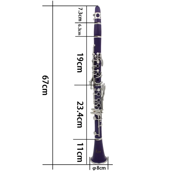 SLADE Clarinete Bb colorido 17 teclas 6 anéis clarinete com kit de limpeza palhetas peças prática de jogo para estudantes/iniciantes - Imagem 4