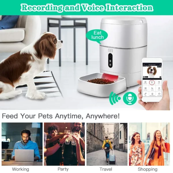 Tuya-Alimentador automático para animais com aplicativo inteligente, adequado para cães e gatos de pequeno e médio porte, dispensador de alimentos, alimentação remota - Imagem 5