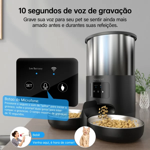 Newpet 5l alimentador para animais de estimação com aplicativo tuya alimentador automático para gatos dispensador de comida para cães inteligente wi fi cronometragem quantitativa alimentação de aço inoxidável - Imagem 3
