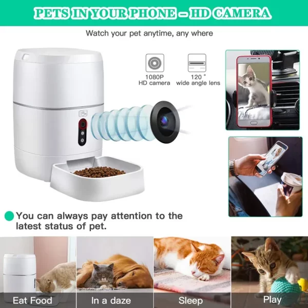 Tuya-Alimentador automático para animais com aplicativo inteligente, adequado para cães e gatos de pequeno e médio porte, dispensador de alimentos, alimentação remota - Imagem 3