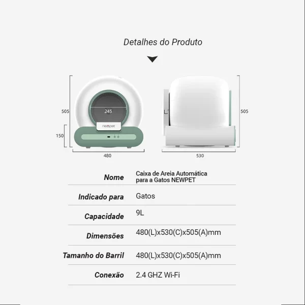 Caixa de areia automática inteligente, controle de aplicativos, vaso sanitário elétrico, prova de respingos, anti odor, sandbox auto-limpante para animais - Imagem 6
