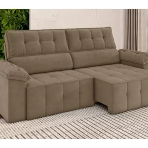 Sofá 3 Lugares Retrátil Reclinável em Veludo Santorini