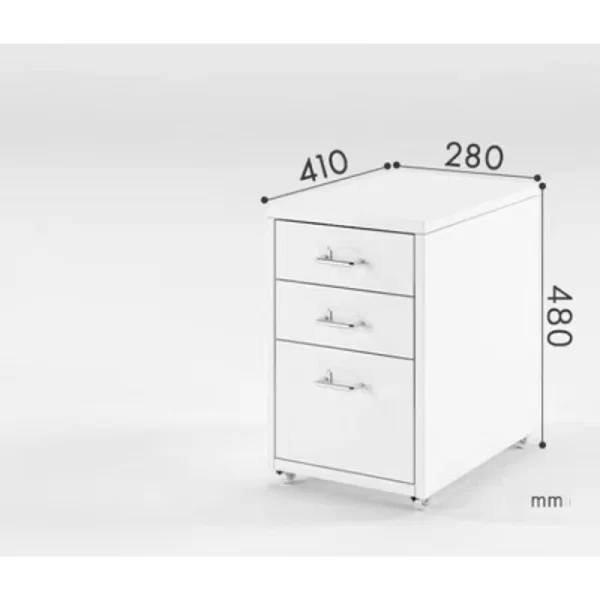 Armário móvel de três gavetas, mesa pequena de armazenamento de arquivos, organizador de mesa de informações móvel para escritório com espaço embaixo - Imagem 2
