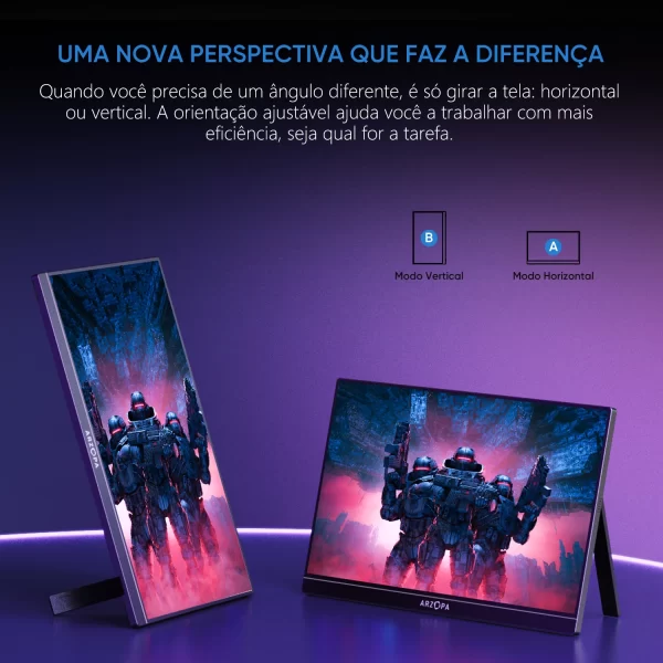 [produto no brasil] Novo ARZOPA 16.1 polegada 100% sRGB 144Hz Monitor de Jogos Portátil Display Laptop com Tipo C Mini HDMI Para PS4/5 Steam Deck Switch XBOX PC Mac, Z1FC - Imagem 4