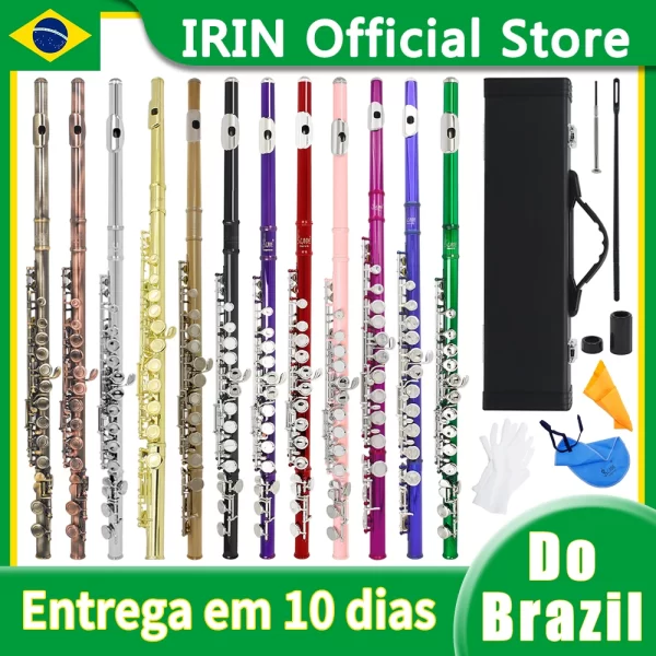Frete do brasil 16 buracos fechados flauta c chave flauta concerto desempenho flauta instrumento de sopro flauta transversal com chave e