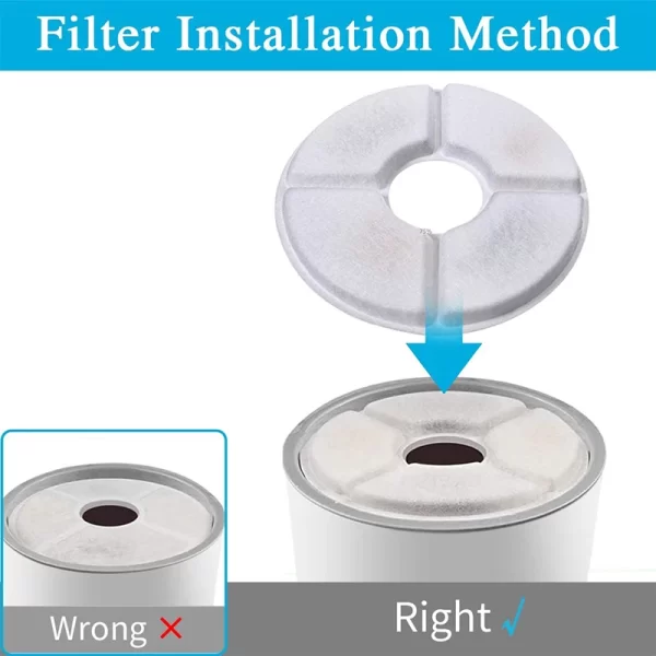 Filtro de carvão ativado de reposição para bebedouro de água para gatos Filtros de reposição Flower para bebedouro redondo para cães e animais de estimação - Imagem 5