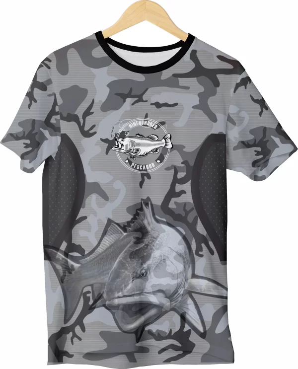Camiseta Pesca Proteção UV50 Masculina Manga Curta Camuflado - Imagem 3
