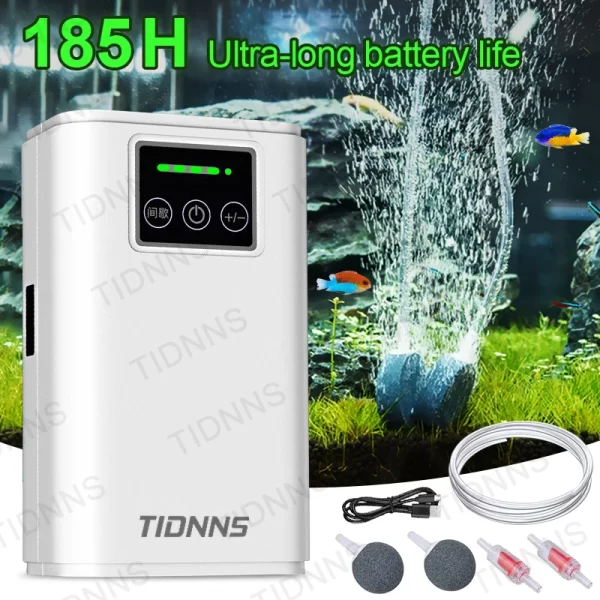 Bomba de oxigênio para tanque de peixes de aquário, bomba de ar de dupla finalidade, bateria de lítio usb, portátil, pesca, mudo, 6000ma, ambiente externo