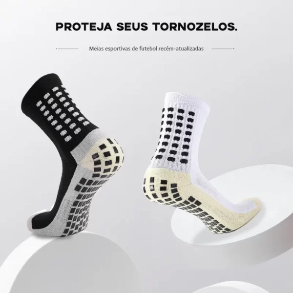 3 Pares，Meias Futebol, Com Sola Emborrachada Macia Para Antiderrapante, Adequadas Para Treino Futebol, Ciclismo E Corrida - Imagem 3
