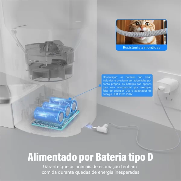 Controle remoto WiFi automático com capacidade de 4L Newpet Alimentador inteligente para animais de estimação com controle por aplicativo, dispensador de alimentos para cães e gatos com câmera -Bivolt - Imagem 6