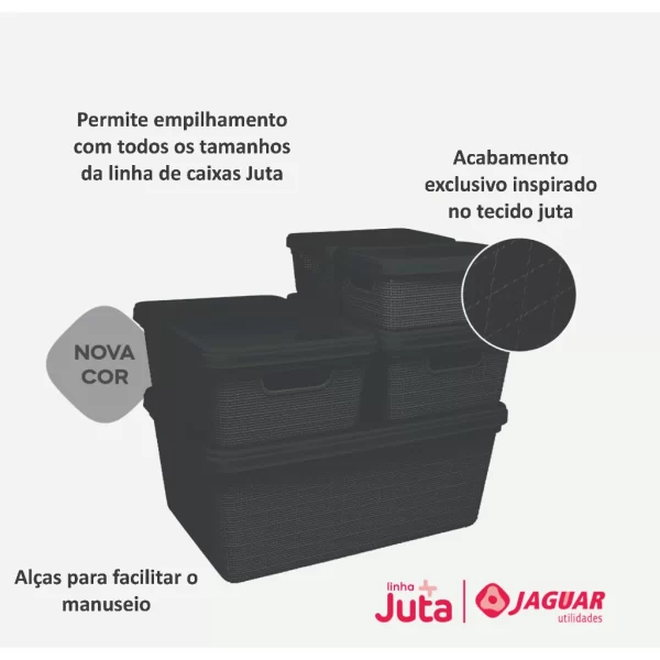 Kit Caixa Organizadora Com Tampa Multiuso Reforçada Jaguar Banheiro Geladeira Armario Cozinha 1,8 e 5 Litros - Imagem 4
