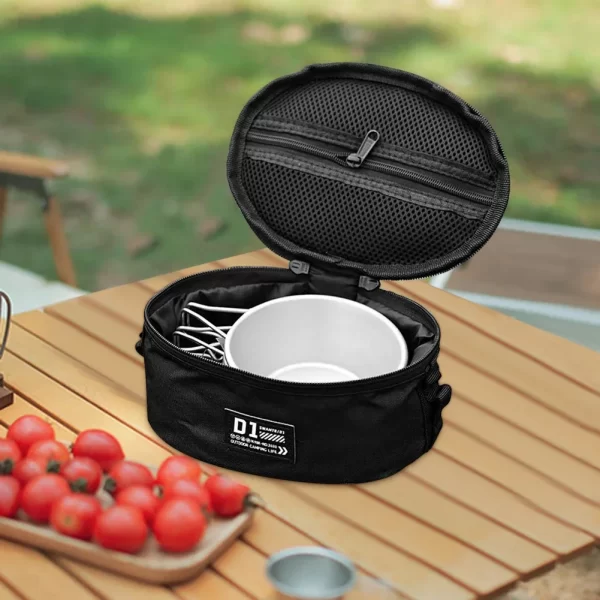 Oxford pano sierra tigela bolsa portátil sierra tigela organizador portátil zíper utensílios de mesa acessório proteção para acampamento ao ar livre - Imagem 3
