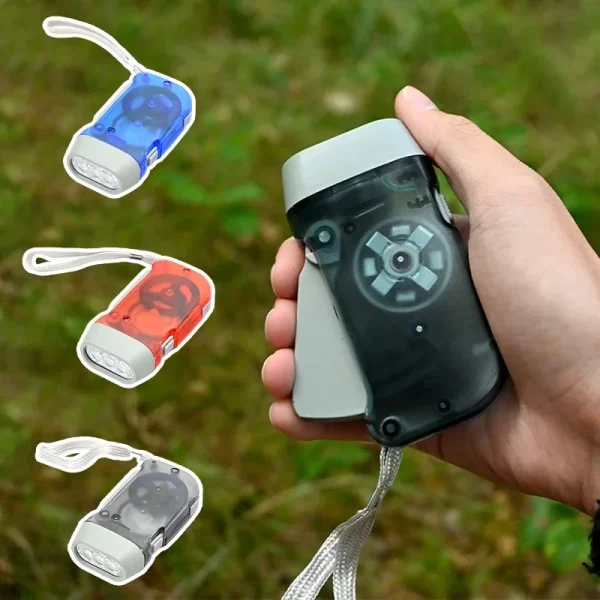 Ao ar livre mini lanterna led mão pressionando energia lanterna manivela carregador luz de bolso para acampamento caminhadas suprimentos - Imagem 4
