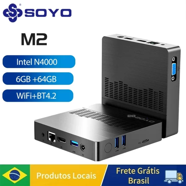 Mini PC SOYO M2 Intel N4000 6GB RAM 64GB ROM VGA USB3.0 Win11Pro