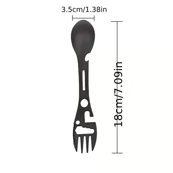 Colher de talheres multifuncional, multiferramenta, abridor de latas, talheres de garrafa portátil, multiferramenta, utensílio de acampamento, garfo, stainles - Imagem 3