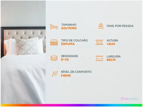 Colchão Solteiro Padrão Prorelax de Espuma D26 14x88x188cm Azaléia - Imagem 3