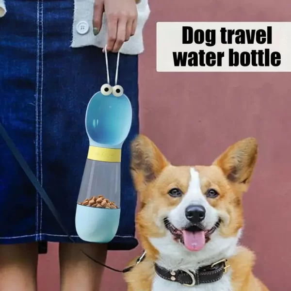 Garrafa de água para cachorro com recipiente de comida, dispensador de água para caminhada, garrafa de água para caminhada de cachorro de desenho animado com tigela para cachorro e gato - Imagem 4