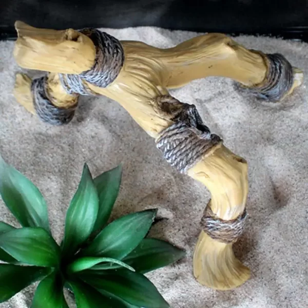Réptil canto ramo resina terrário escalada ramo lagarto tanque ornamento engraçado cobra suprimentos para aranhas dragão barbudo - Imagem 5