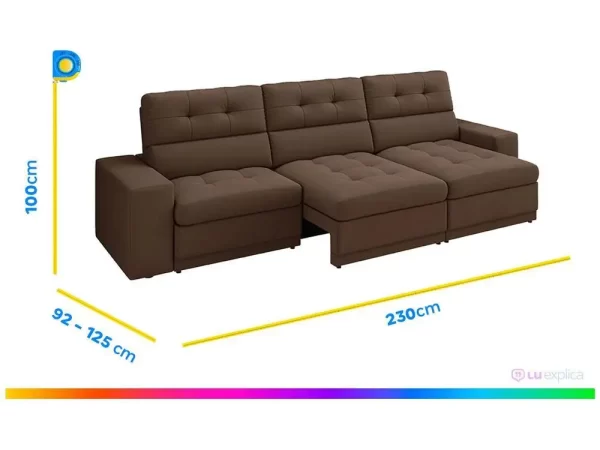 Sofá Retrátil Reclinável 4 Lugares Veludo Roma Besthouse - Imagem 5