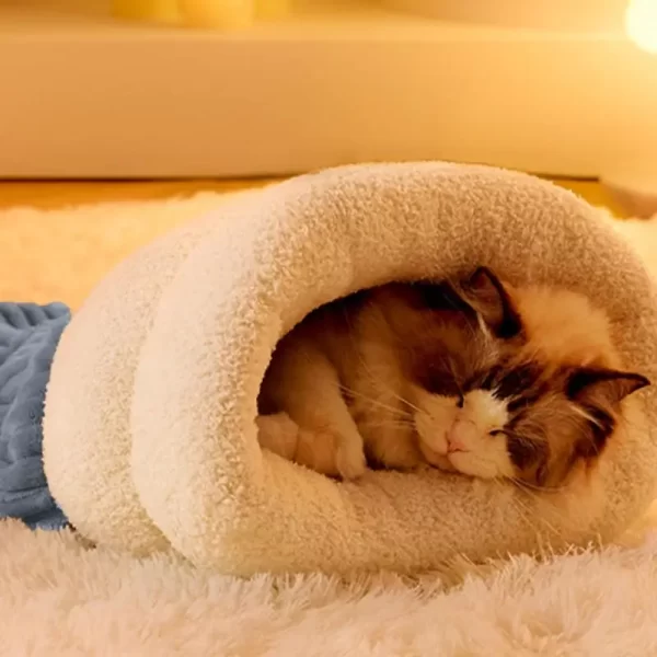 Gato caverna saco de dormir pet esteira inverno espessamento almofada aquecimento saco burrowing aconchegante macio cama confortável para animais de estimação ao ar livre indoor