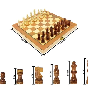 Jogo de Xadrez e Dama 2 em 1 de Madeira