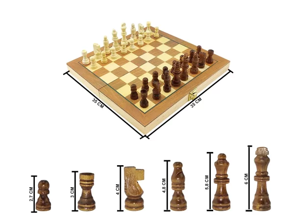 Jogo de Xadrez e Damas Dobrável em madeira 2 em 1 Grande Hoyle Games Tabuleiro 35 x 35 CM - Imagem 2