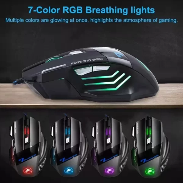 Mouse Gamer Laser X7 3200dpi Original KAPBOM Led Usb 7 Botões Profissional KA-617 - Imagem 2