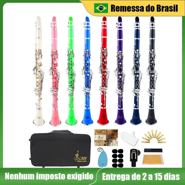 Slade 17 chave clarinete bb b plana baquelite clarinete instrumento de sopro com caso palhetas cinta pano almofadas de dente envio do brasil