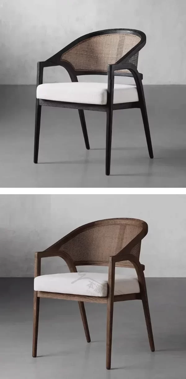 Nordic madeira maciça rattan cadeira de jantar casa hóspedes hotel teahouse restaurante encosto única cadeira - Imagem 6