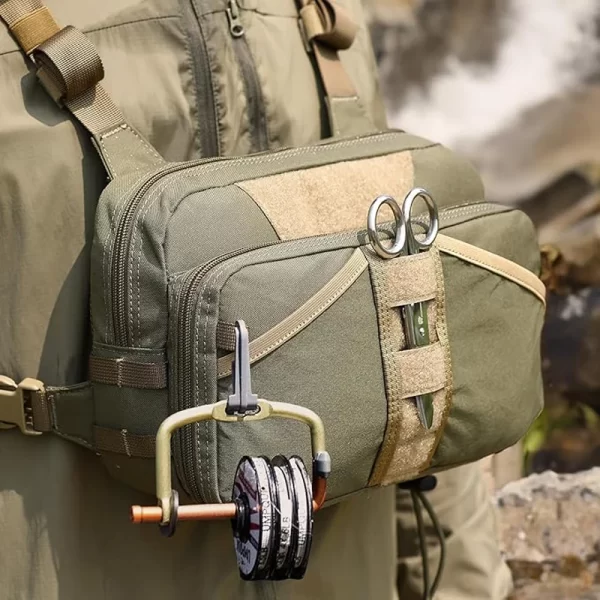 Pacote de peito de pesca, bolsa de pesca com mosca para homens e mulheres, pacote de armazenamento de caixas de equipamento e mosca, pacote binocular de caça - Imagem 4