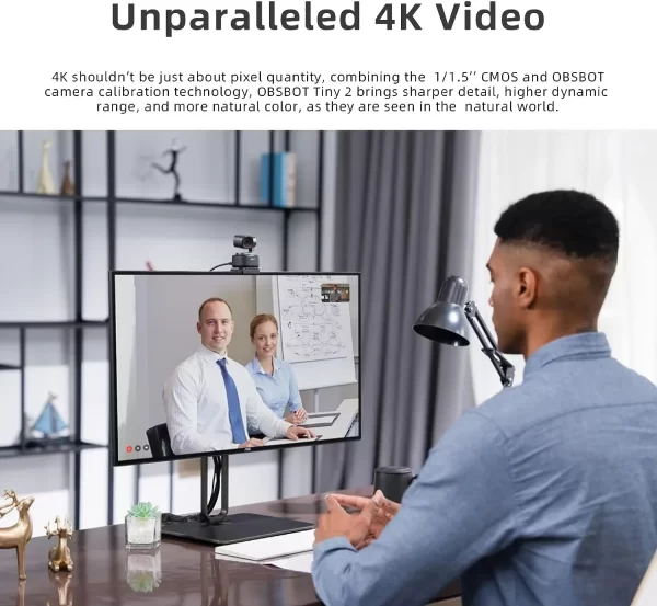 Obsbot minúsculo 2 4k alimentado por ia ultra grande rastreamento ai zoom automático controle de voz 1/1.5 ''cmos hd webcam para videoconferência ao vivo - Imagem 2