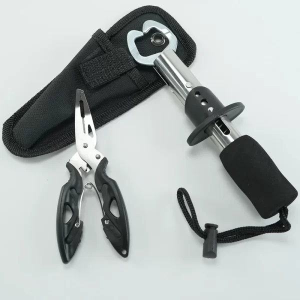 Alicate de isca conjunto de controlador de peixe, feito de aço inoxidável com qualidade confiável, alicate de pesca, pinça de lábio de peixe ou escala de peixe C
