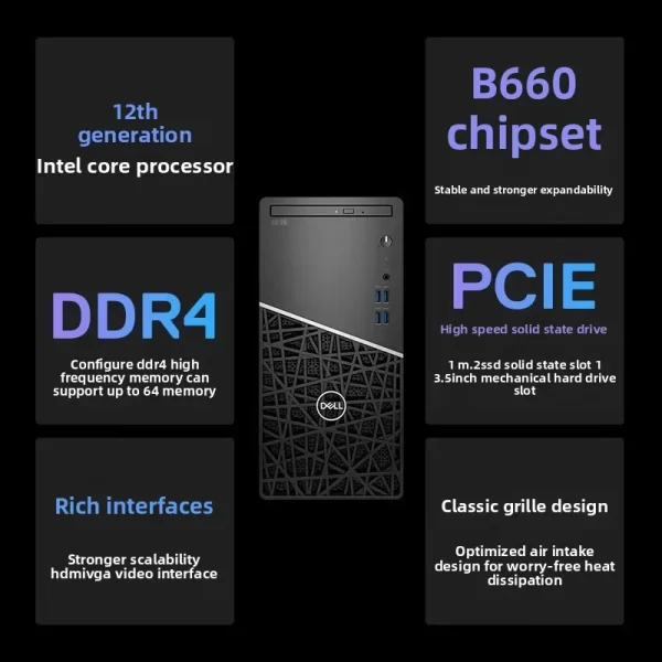 Computador comercial para uso em escritório, host principal, pc de mesa, disco rígido de 500 GB, memória de placa gráfica de 8 GB para empresa comercial - Imagem 2