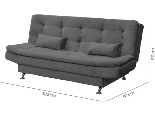 Sofá-cama Casal 3 Lugares Reclinável Veludo Light Matrix Salomé - Imagem 5