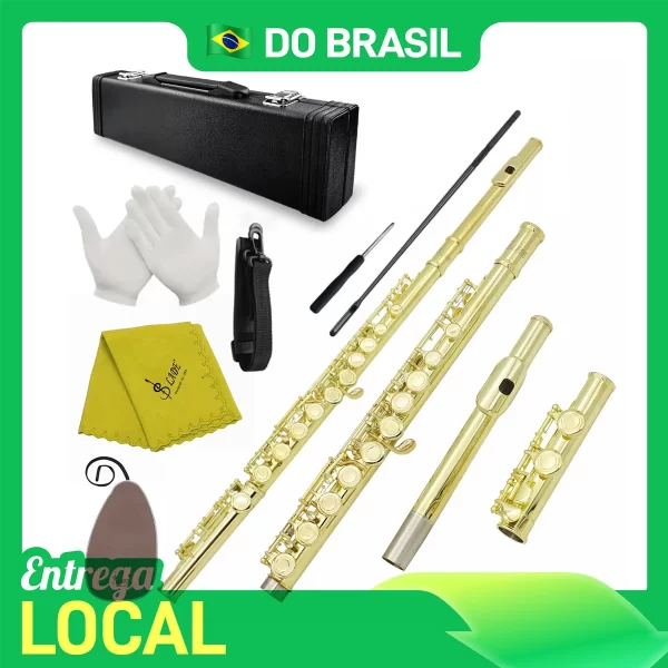Do brasil slade 16 c-slot buracos flauta roxo/preto flauta profissional iniciante estudante flauta com caixa luvas kit de limpeza - Imagem 5