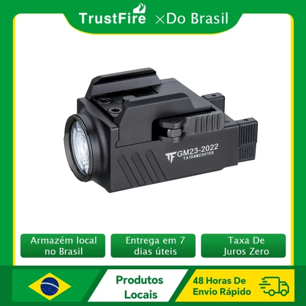 Trustfire gm23 lanterna tática led arma mini pistola luzes 800 lumens usb recarregável pistola de liberação rápida 1913/gl ferroviário