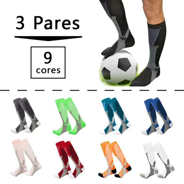 3 Pares Meias de Compressão Mágica, Recuperação de Corrida, Ciclismo, Alta Elasticidade, Respirabilidade e Absorção de Suor