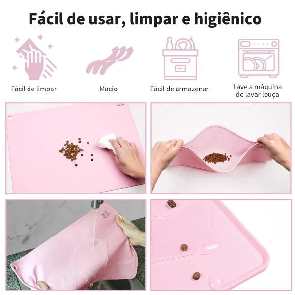 Newpet silicone para alimentação de animais de estimação, tigela de comida para cães e gatos, antiaderente, à prova d'água, almofada de alimentação para animais de estimação, bandeja alimentadora de cachorro - Imagem 6