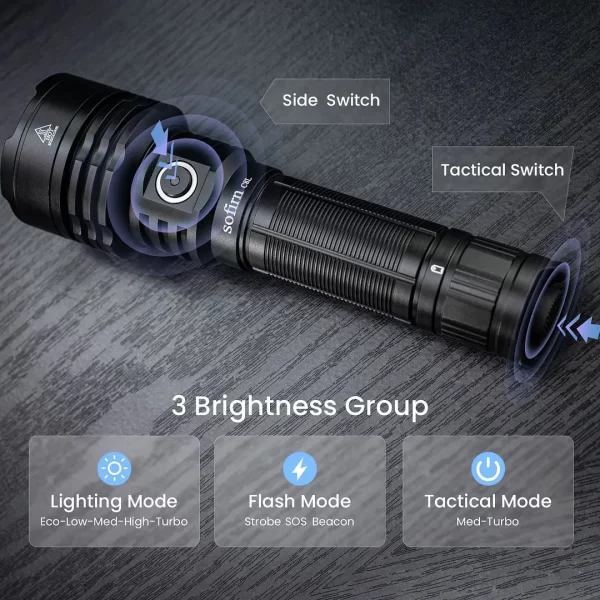 Sofirn C8L 3100lm Lanterna Tática Potente 21700 XHP50D HI LED Lanterna EDC Tipo C Recarregável para Acampamento, lanternas potentes para caça，defesa pessoal - Imagem 4
