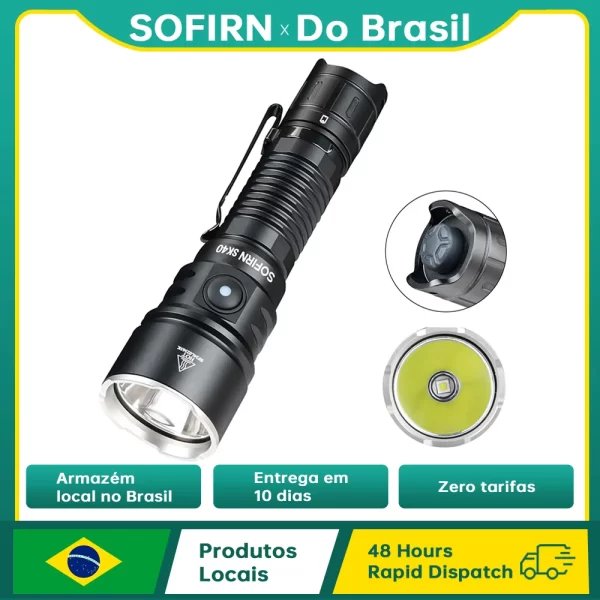 Sofirn sk40 21700 lanterna recarregável sft70 led 3200lm poderosa tocha tática 580m de longo alcance com holofote