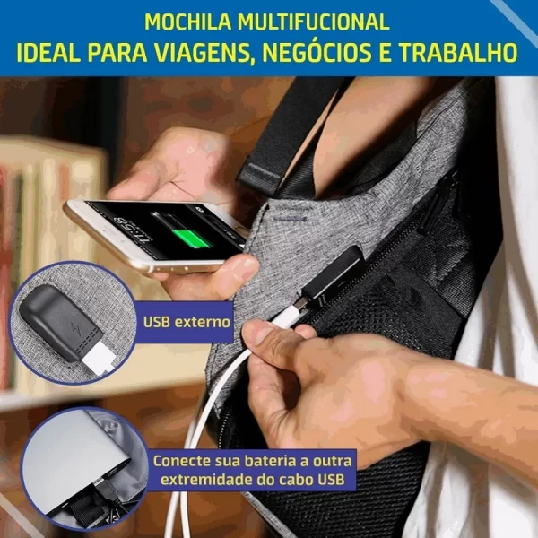 Mochila Bolsa Executiva escolar antifurto notebook Home Office universitária juvenil - Imagem 5