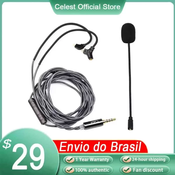 Kinera Celest Ruyi Cabo de fone de ouvido intra-auricular com microfone de lança removível Fones de ouvido com fio para chamadas de jogos IEMs de transmissão ao vivo