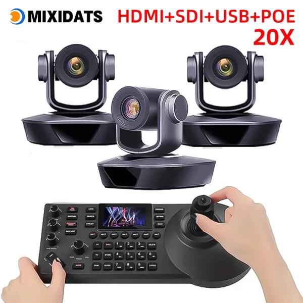 1080P60fps PTZ Câmera NDI POE 20X Zoom Conferência para Reunião de Negócios da Igreja 1pc Controlador de câmera NDI PTZ para videoconferência 1-8pcs - Imagem 3