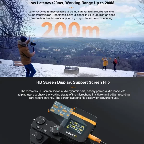 【Do Brasil】COMICA Vimo Q Sistema de microfone de lapela sem fio com cancelamento de ruído Microfone de lapela para câmera, iPhone, Android, PC, etc. - Imagem 2