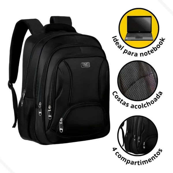 Mochila Reforçada Multifuncional Grande Executiva Notebook - Imagem 2